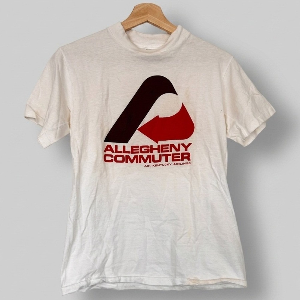 Vintage Allegheny Commuter Air Kentucky Airlines T-Shirt White Graphic S